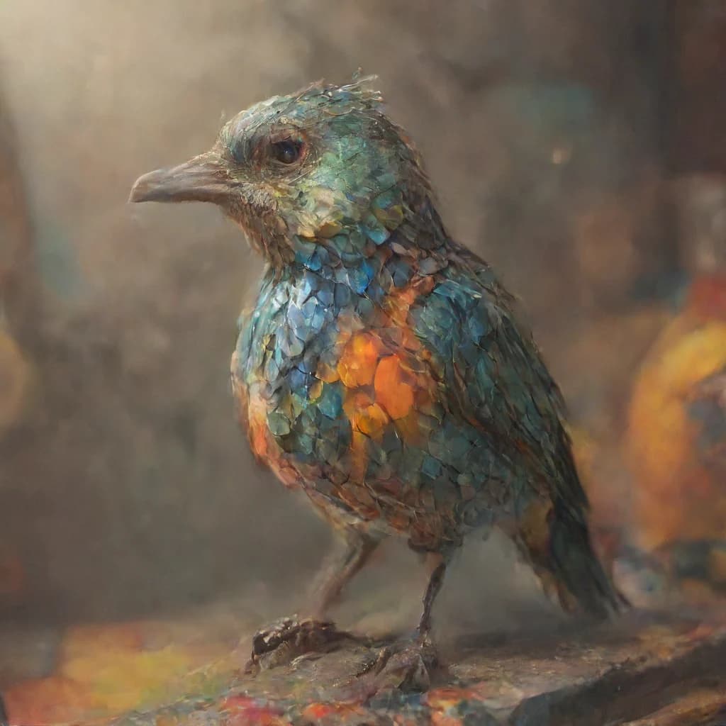 a bird made of colorful mosaic tiles